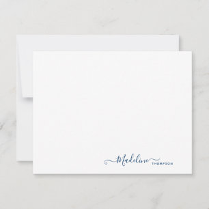 Carte De Correspondance Élégant script moderne de la marine bleu marine