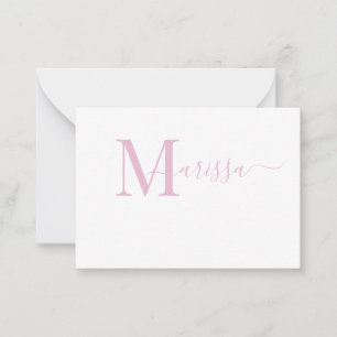 Carte De Correspondance Élégant Script moderne Pink Monogramme Nom