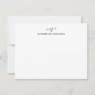 Carte De Correspondance Élégant Script Monogramme élégant Noir personnalis