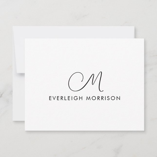 Carte De Correspondance Élégant Script Monogramme Stationery moderne (Devant)