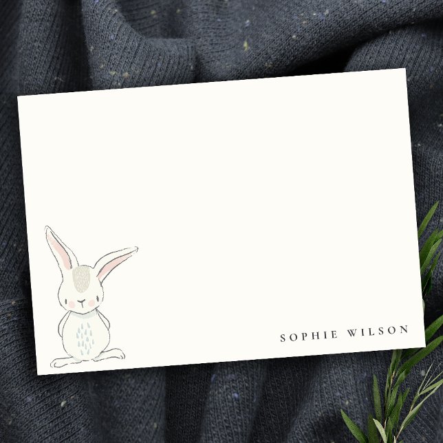 Carte De Correspondance Élégant Simple Cute Bleu Lapin Rose Anniversaire d (Créateur téléchargé)