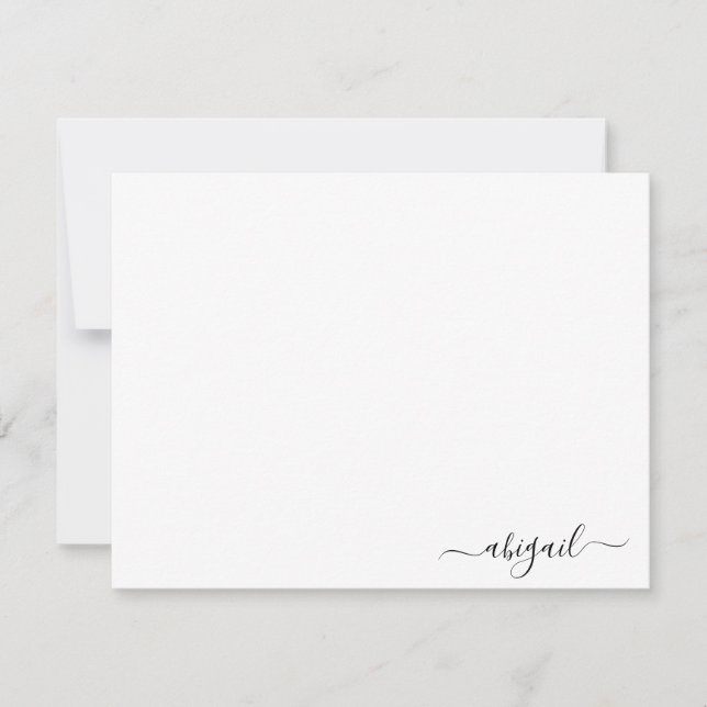 Carte De Correspondance Élégant simple script personnalisé blanc (Devant)