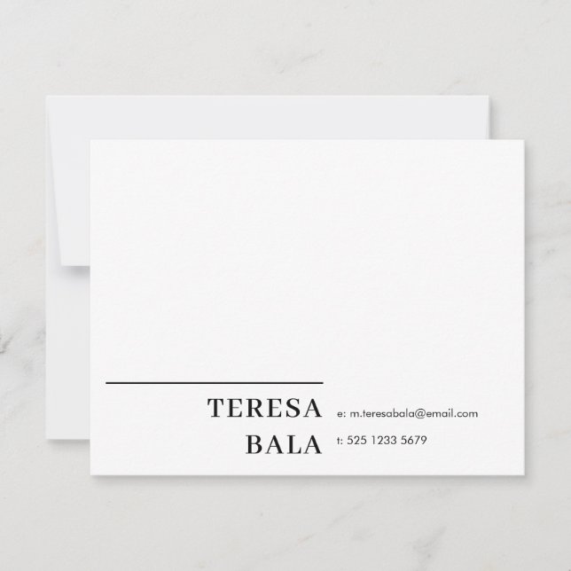 Carte De Correspondance Elegant Sophisticated Classic Minimalist White Des (Devant)