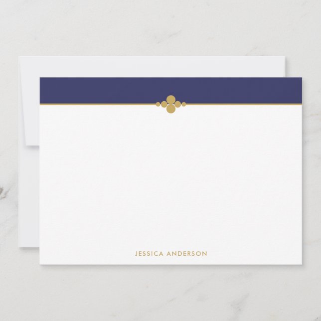 Carte De Correspondance Elégant Stylish Navy Blue Gold Personnalisé (Devant)