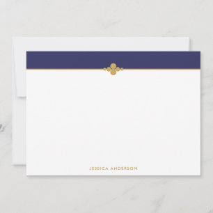 Carte De Correspondance Elégant Stylish Navy Blue Gold Personnalisé
