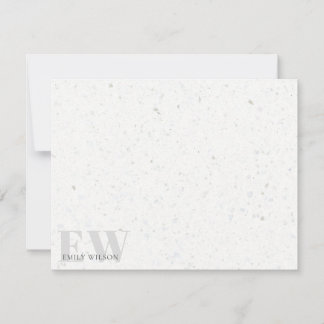 Carte De Correspondance Élégant Terrazzo Rustique Pierre gris Nom Monogram