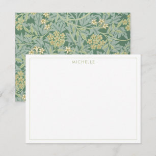 Carte De Correspondance Élégant Vintage Vert Jasmin Floral Botanique