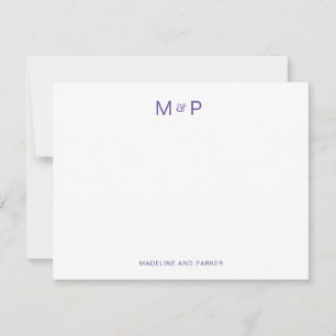 Carte De Correspondance Élégant violet Contemporain Couple Monogramme