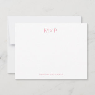 Carte De Correspondance Élégant violet rose Contemporain Couple Monogramme