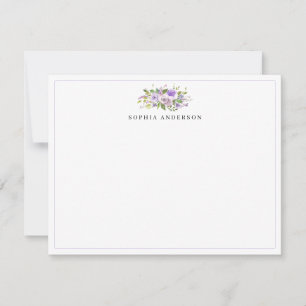 Carte De Correspondance Elégant violet violet élégant aquarelle florale