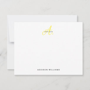 Carte De Correspondance Élégant Yellow Gold Script Monogramme