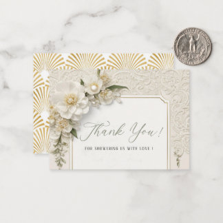 Carte De Correspondance Elégante aquarelle 3D White Gold Flowers Baby show