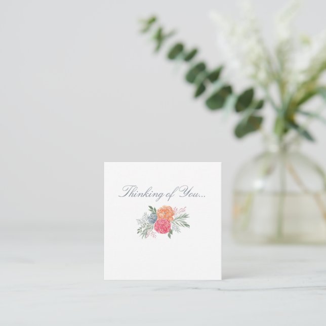 Carte De Correspondance Elégante aquarelle bouquet floral (Debout devant)