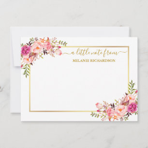 Carte De Correspondance Elégante aquarelle couleur or couleur rose flou