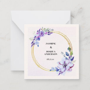 Carte De Correspondance Elégante aquarelle florale Mariage cercle or