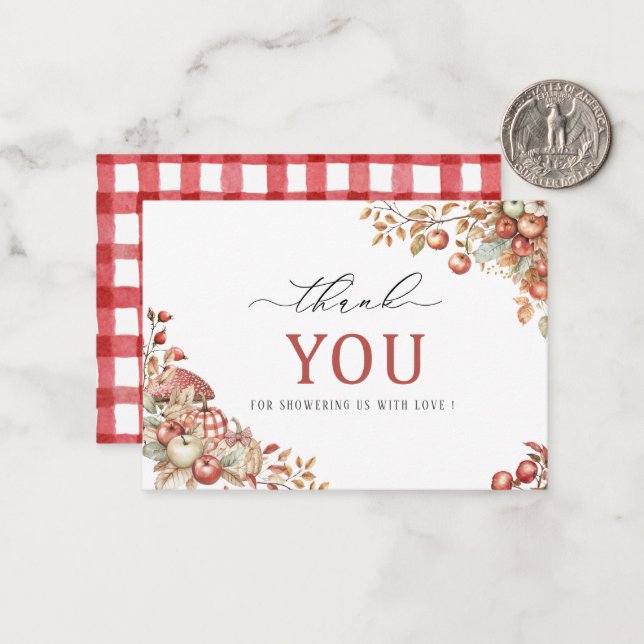 Carte De Correspondance Elégante aquarelle l'applet de notre Baby shower o (Devant/Arrière en situation)