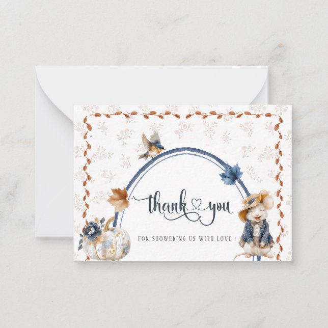 Carte De Correspondance Elégante aquarelle Petit Baby shower citrouille (Devant)