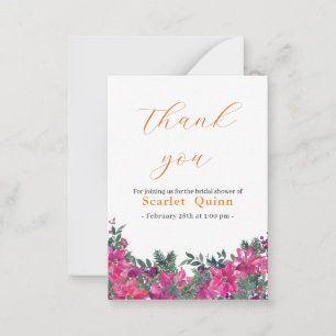 Carte De Correspondance Elégante aquarelle rose poussiéreuse Douche à nupt