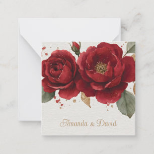 Carte De Correspondance Elégante aquarelle Roses rouges avec Parties scint