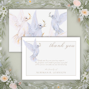 Carte De Correspondance Elégante aquarelle White Dove Memorial Merci