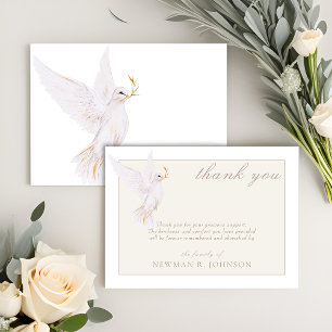 Carte De Correspondance Elégante aquarelle White Dove Memorial Merci
