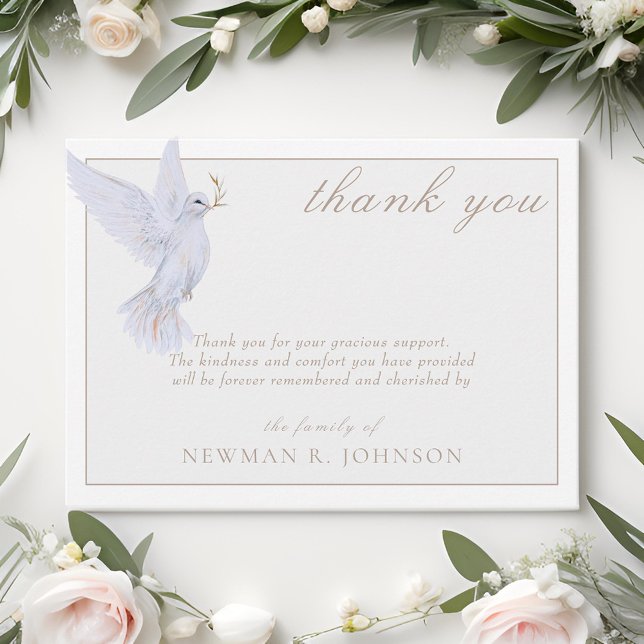 Carte De Correspondance Elégante aquarelle White Dove Memorial Merci (Créateur téléchargé)