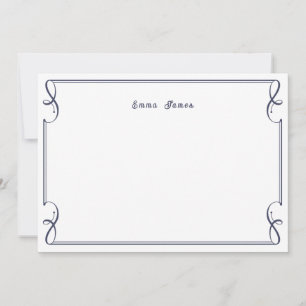 Carte De Correspondance Elégante Bordure de monogramme bleu marine personn