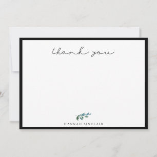 Carte De Correspondance Élégante Branche Botanique Merci noir