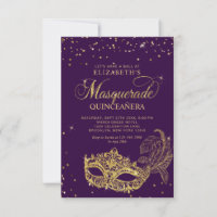 Elégante BUDGET Purple Gold Masquerade Quinceañera