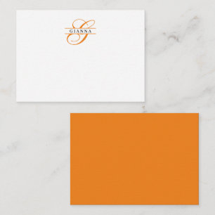 Carte De Correspondance Élégante calligraphie orange Split Monogramme