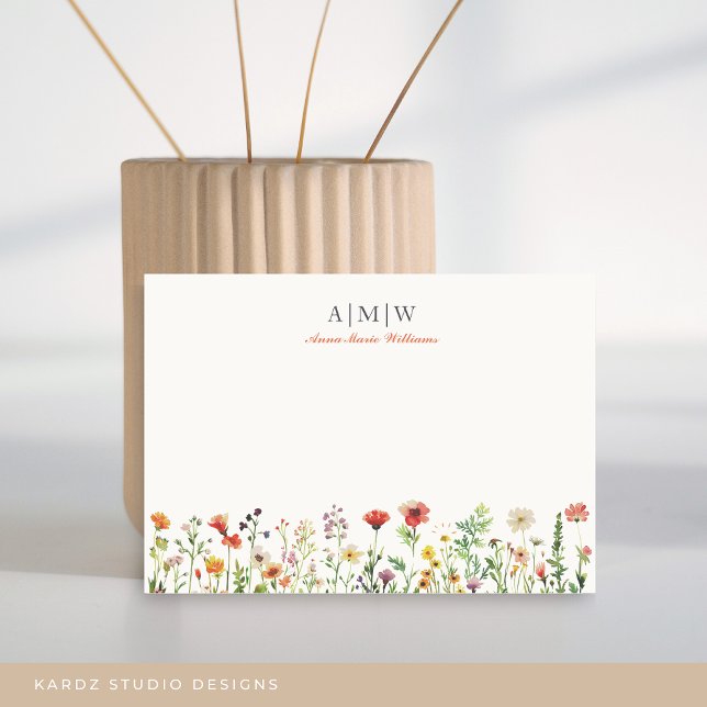 Carte de correspondance élégante et boho chic avec (Card shown in 3.5 x 5 in. Choose size corner, style before check out. Card comes with off-white back)