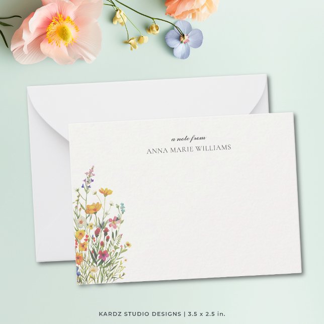 Carte de correspondance élégante et chic avec fleu (Personalized stationery, floral notecards. Please note that cropping may result in some sizes.)
