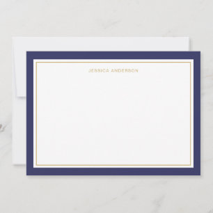 Carte De Correspondance Elégante Et Feminine Marine Bordure Or Personnalis