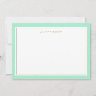 Carte De Correspondance Elégante Et Feminine Mint Gold Bordure Personnalis