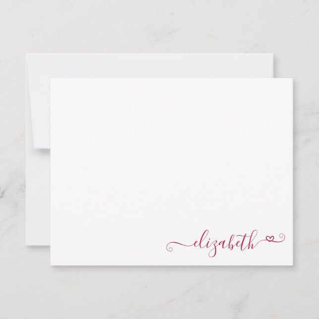 Carte De Correspondance Élégante Feminine Bourgogne Rouge Script (Devant)