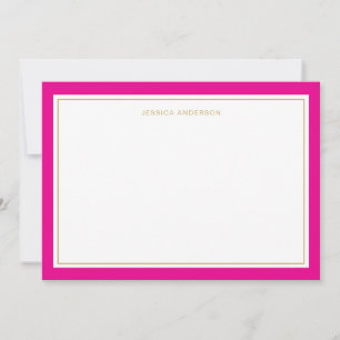 Carte De Correspondance Elégante Feminine Magenta Gold Bordure personnalis