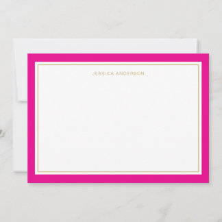 Carte De Correspondance Elégante Feminine Magenta Gold Bordure personnalis