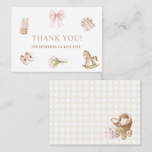Carte De Correspondance Élégante Fille de Nursery Aquarelle Beige Rose Jou