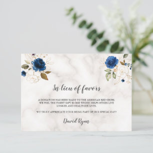 Carte De Correspondance Élégante florale d'or bleu marine à la place des f