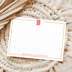 Carte De Correspondance Élégante lettre 3D monogramme personnalisé B initi