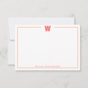 Carte De Correspondance Élégante lettre 3D monogramme personnalisée initia