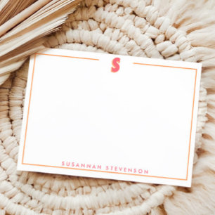Carte De Correspondance Élégante lettre 3D monogramme personnalisée initia
