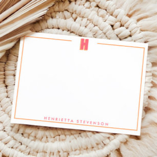 Carte De Correspondance Élégante lettre 3D monogramme personnalisée initia
