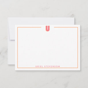 Carte De Correspondance Élégante lettre 3D monogramme personnalisée U init
