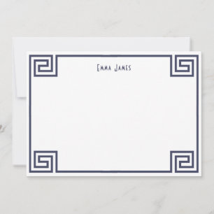Carte De Correspondance Elégante Marine Bleu Grèce Key Bordure personnalis