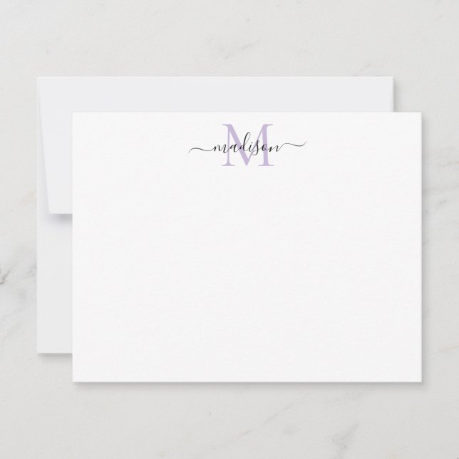 Carte De Correspondance Élégante moderne Script de fille violet violet vio (Devant)