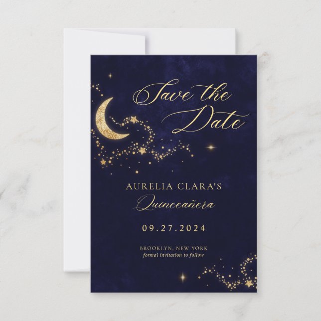 Carte De Correspondance Élégante nuit sous les étoiles Quinceañera (Devant)