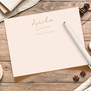 Carte De Correspondance Élégante papeterie personnalisée Blush Pink Gold