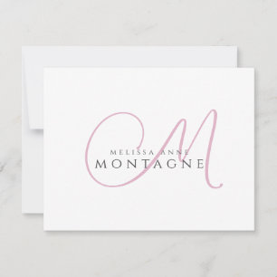 Carte de correspondance élégante rose et noire à m