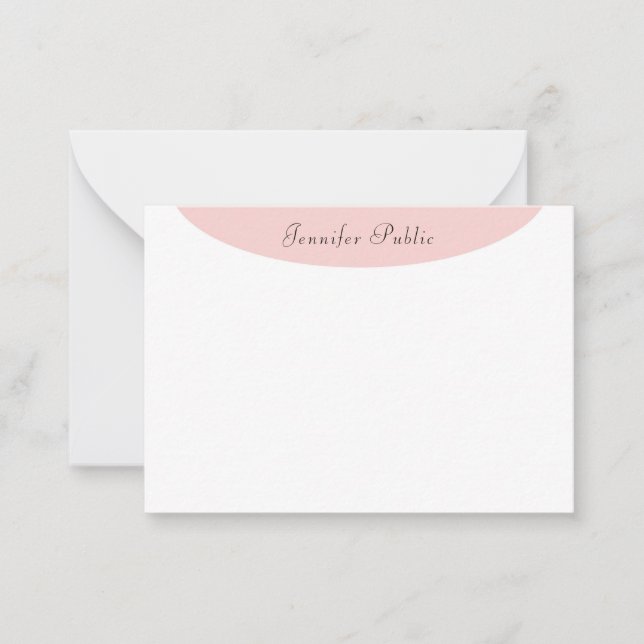 Carte De Correspondance Élégante tendance Calligraphie moderne Blush Rose  (Devant)